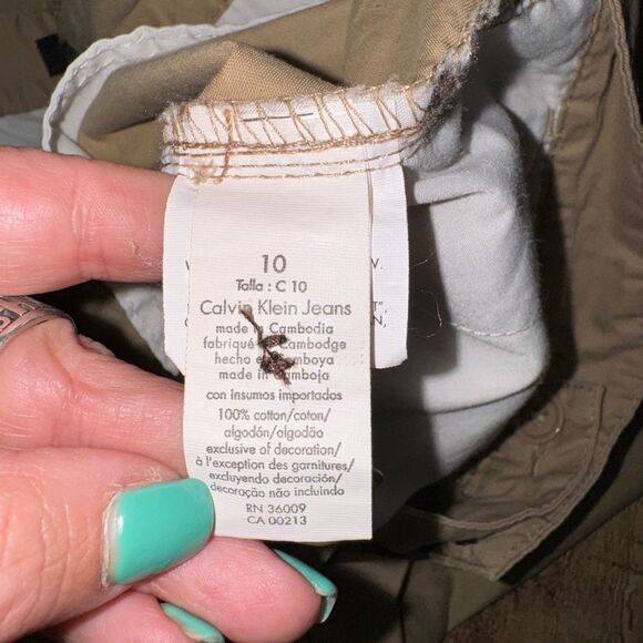 Nwt Calvin Klein khaki chino Capri cropped pants belted - Picture 9 of 11